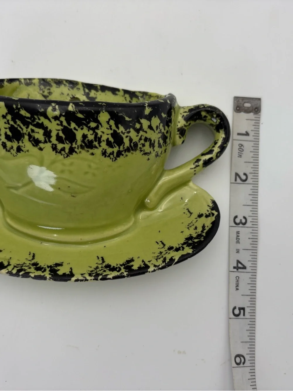 Vintage Olive Green Decorative Ceramic Teacup Wall Pockets